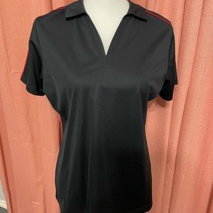 Black Polo Shirt with Red Accents